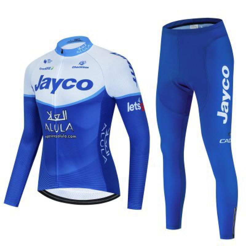 Mens Long Sleeve Cycling Jersey Set Breathable Quick-Dry Road Bike Outfit With Team Designs