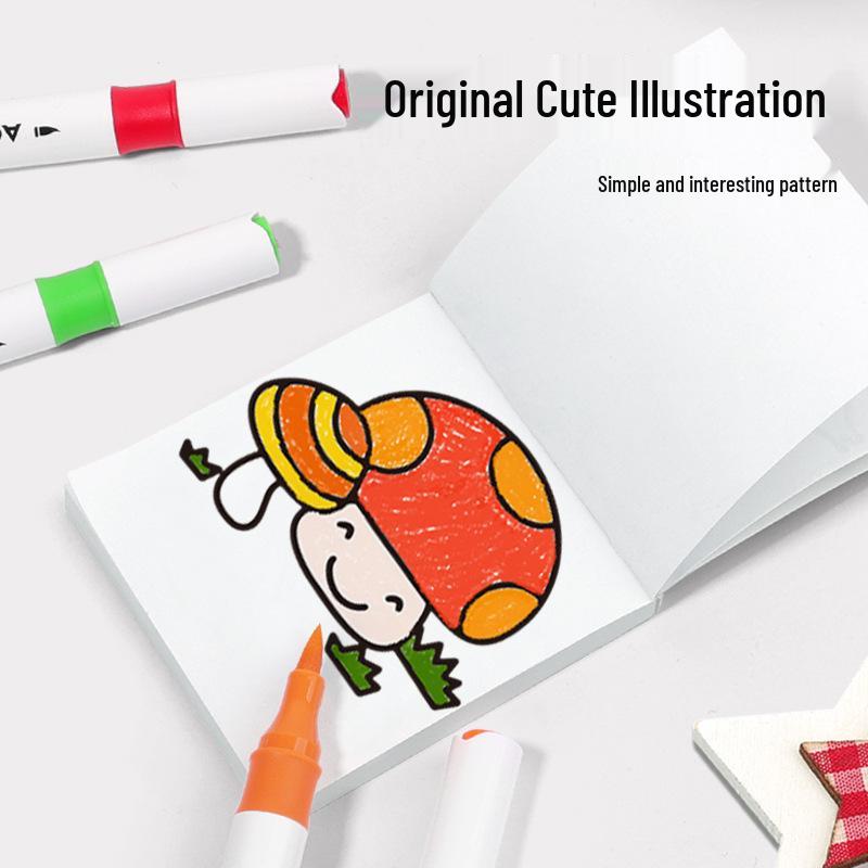 Compact Kids' Coloring Book: Simple Drawings & Doodle Sticky Notes for Kindergarten Art