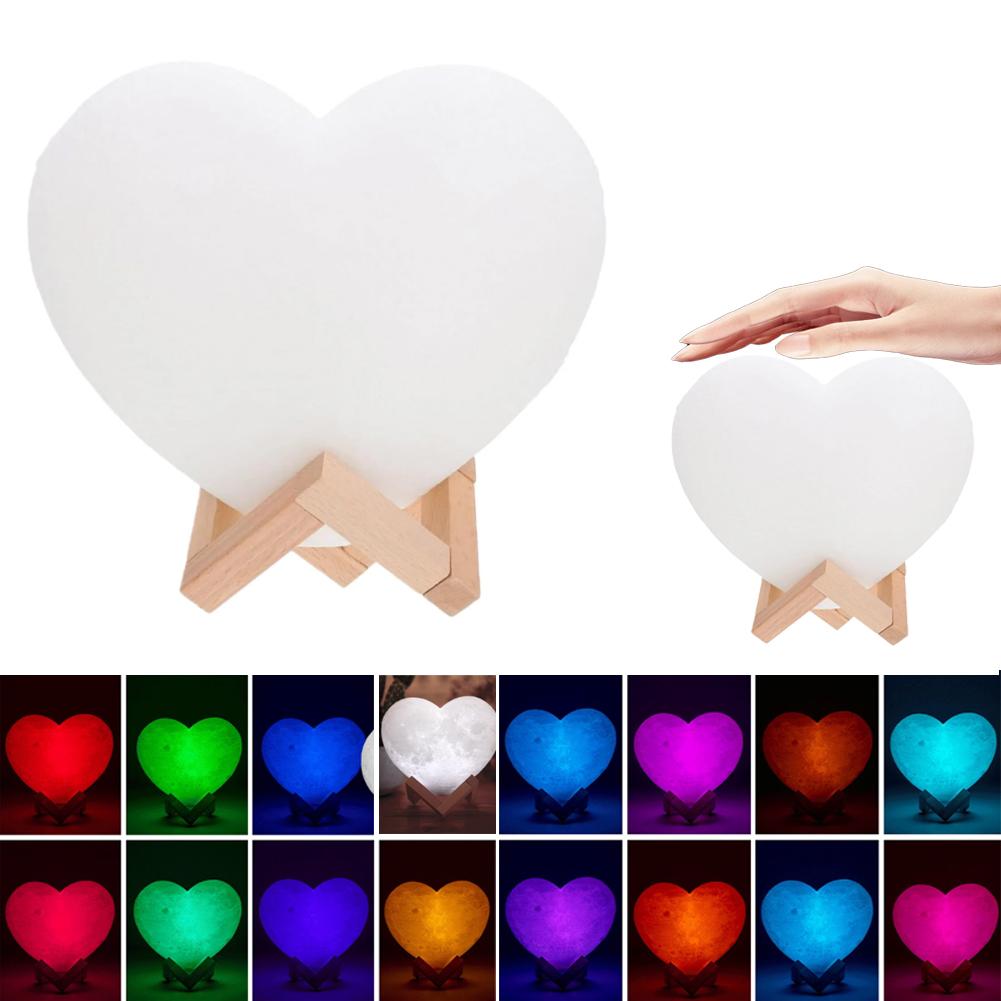 Heart Shaped Night Light Vinyl Lamp Touch Control 16 Color Changing LED Mood Light Remote Creative Home Bedroom Decor Gift