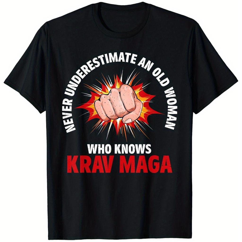 Funny Krav Maga Slogan Fist Explosion Graphic TShirt 100 Cotton ONeck Short Sleeve Summer Casual Mens Tshirt Streetwear