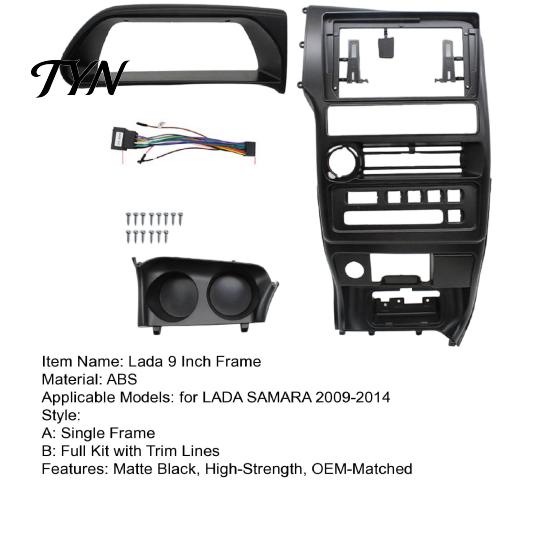 Replacement Dashboard Trim 9 Inch Car Radio Dash Fascia Kit for Lada Samara 2002-2014 Left Non Destructive Installation Hand Drive, Stereo Frame