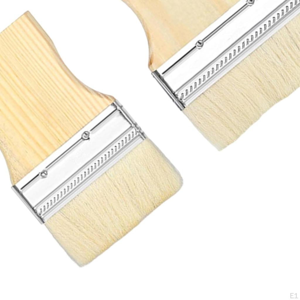3 Pieces Flat Paddle Paint Brushes, Wooden Handle Professional Multi Sized Large Brush