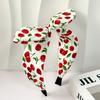 1/2pcs Elegant Sweet Multicolor Cherry Printed Wide Edge Tied Rabbit Ear Hairbands Hair Styling Tools for Volume Part Management