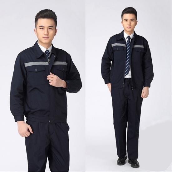 1 Set Men Coat Pants Reflective Solid Color Two Piece Set Autumn Welding Suit Auto Car Repairmen Workshop Mechanic Clothing