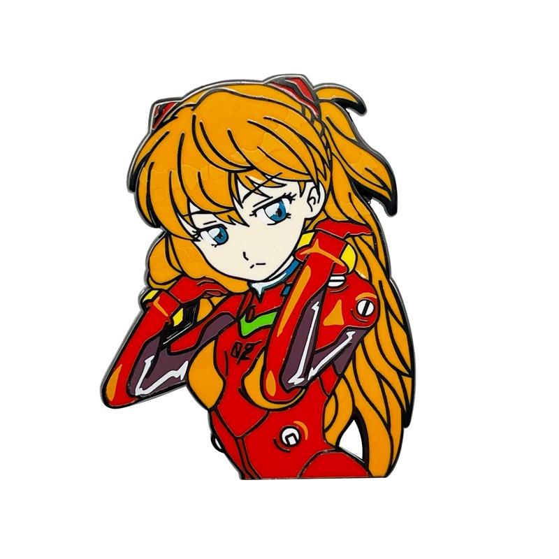 Eva Evangelion Pin Badge Featuring Asuka And Rei Perfect For Fans!