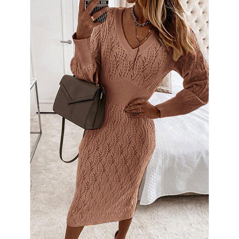 Women's Sexy Long-Sleeve Knit Skirt Sweater - European & American Autumn Style 2022