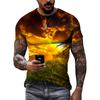 Fashion Landscape original men's T-shirts Summer Casual O Collared Tees Short Sleeve New 3D Printed Trend Street Leisure Tops