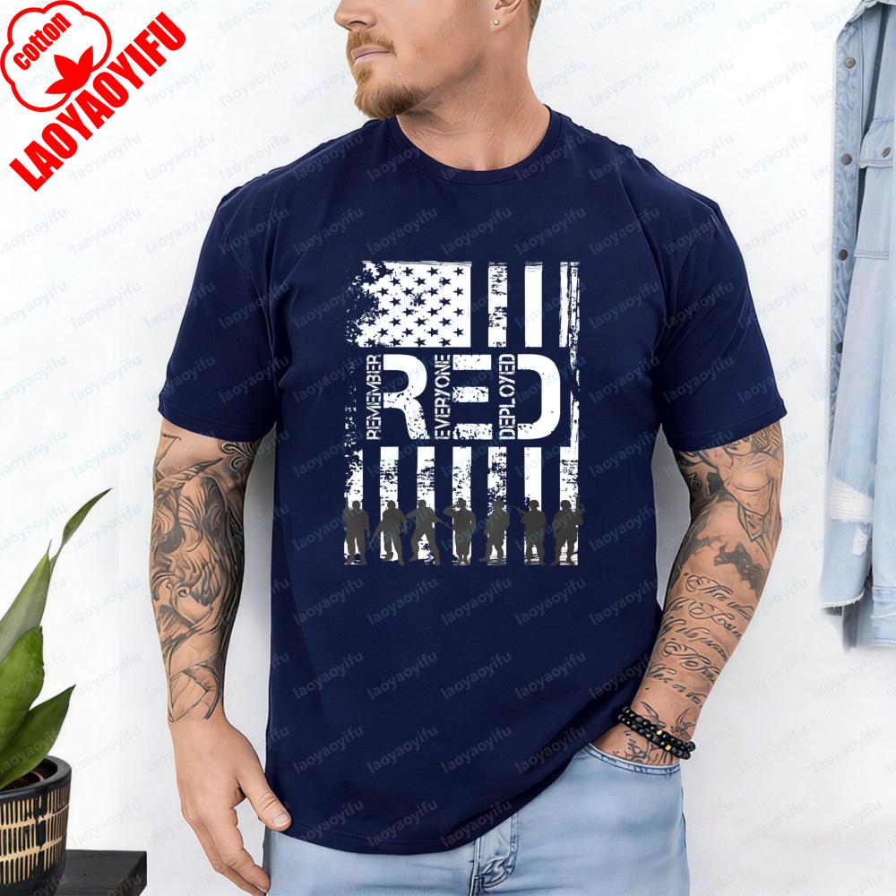 RED Friday Tshirt Remember Everyone Deployed Patriotic Casual Cotton Tee Military Tribute Patriotic Vintage Classic Tops for Men