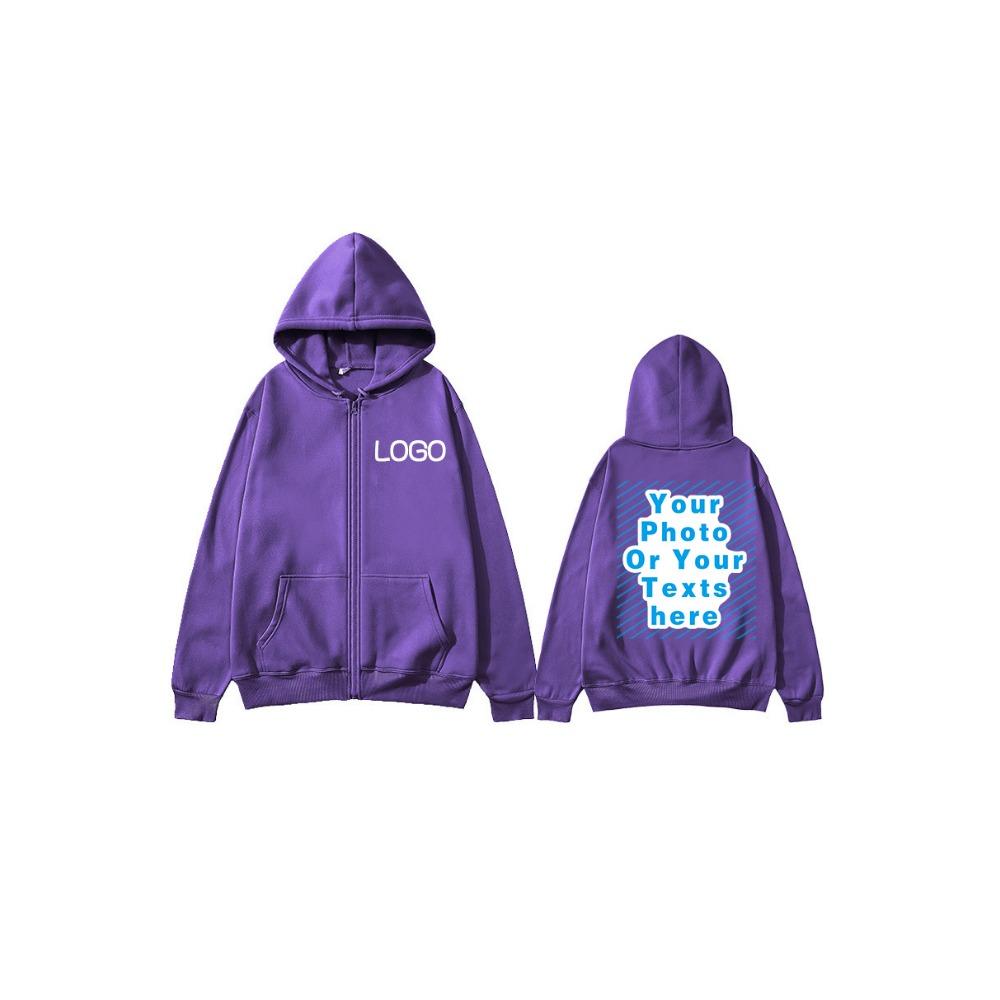 Zipper Hooded DIY12 Cardigan Sweatshirt Jacket Anytime Anywhere Design Brand Logo Custom Image Replication