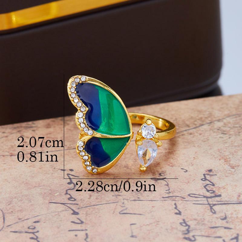 Women's Ring Adjustble With Blue Butterfly  Rings Female Romantic Birthday Elegent Gift Simple Gilr Jewelry Fashion A3M465