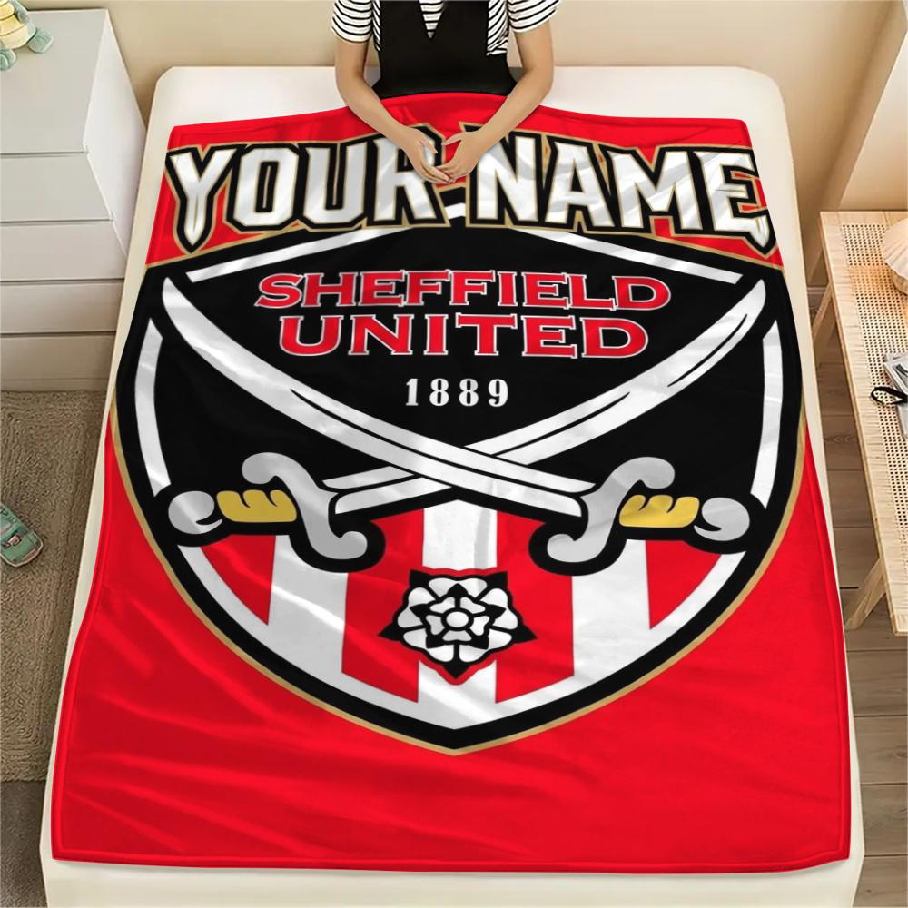 1PC Custom Name Sheffield United FC Patterned Flannel Blanket Suitable For All Seasons for Home Decor Warmth and Comfort Gifts Holiday Present
