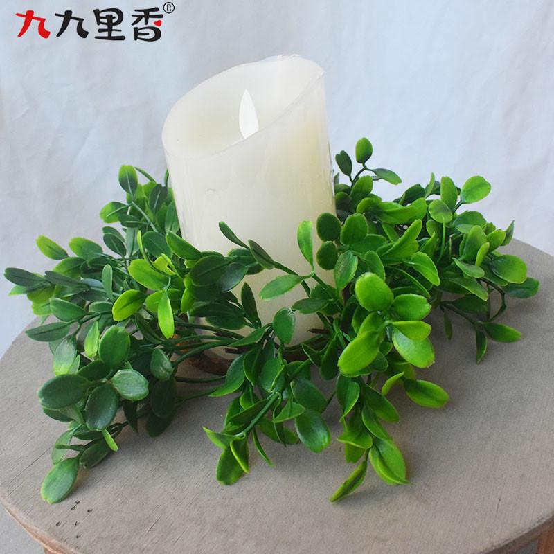 

Американский имитационный венок Венок со свечами Эвкалиптовый венок Венок из самшита Украшение стола для вечеринки Венок
