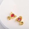 Retro French Pleated Zircon Stud Earrings - Elegant Palace Style for Women