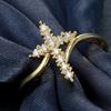 Women Silver Cross Ring with Diamonds Stylish European Fashion Jewelry Gift
