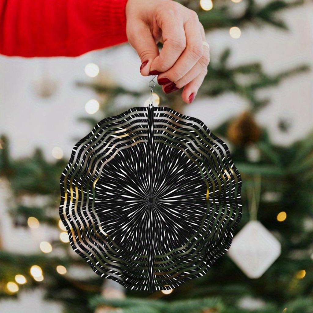 10 Inch Hanging Wind Chime with Black White Starry Sky Pattern Unique Garden Balcony Decor for Spring Summer Rotating Hook Artistic Design Gift