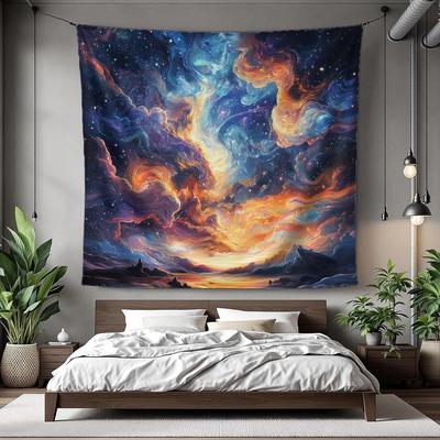 Psychedelic Galaxy Tapestry,Abstract Cosmic Nebula Wall Art, Colorful Trippy Space Cloud Decor For Bedroom, Aesthetic Gamer Room