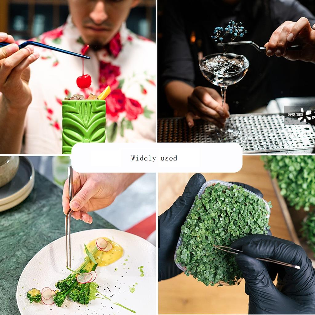 1pcs 14cm Stainless Steel Tweezer Plating Chef Food Tweezer Bbq Clip Barbecue Tongs Serving Presentation Kitchen Tools Cooking