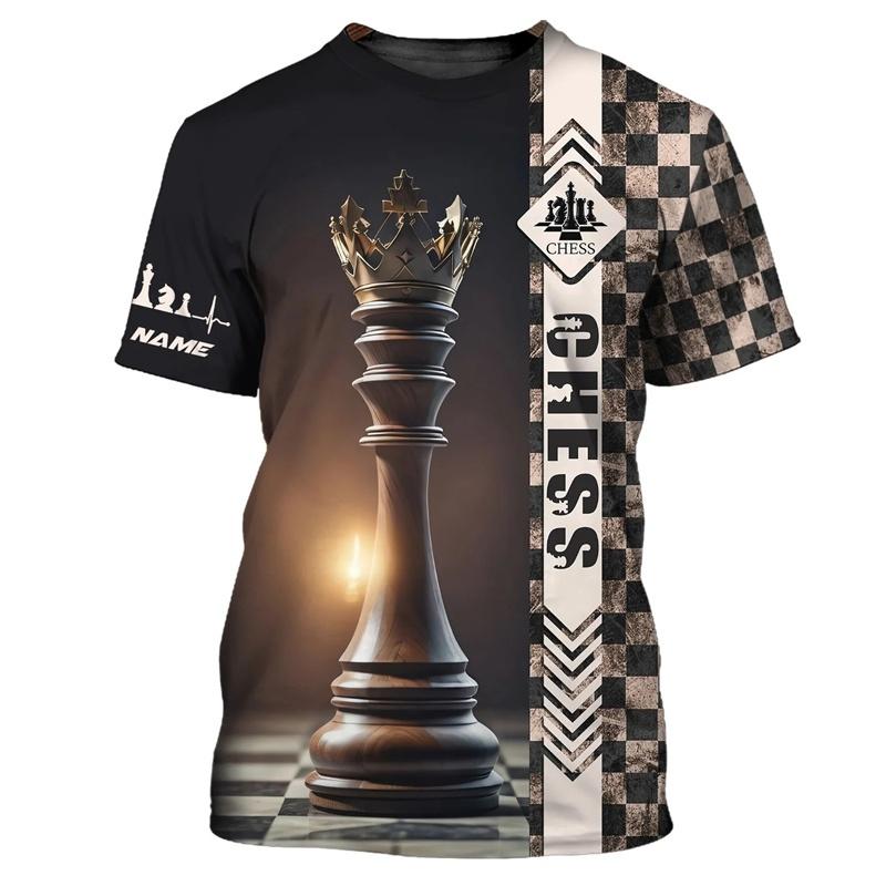 Cool Chess Pattern T Shirt For Men Customized 3D Printed T-Shirts Summer Fashion Round Neck Street Oversized Short Sleeve Tees