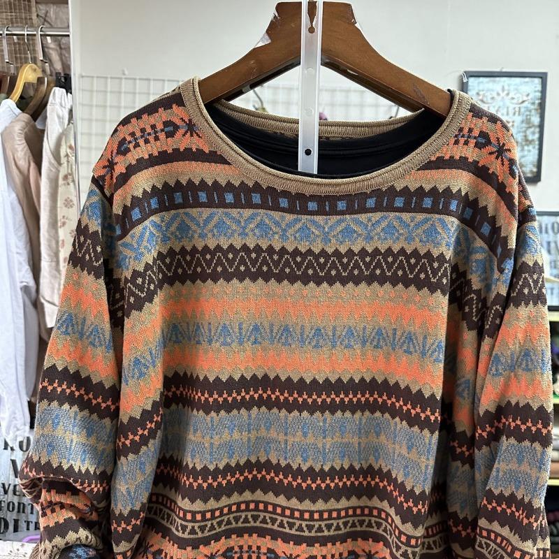 Sweater for Women Autumn Winter Thickened Pullover Warm Knitted Striped Crew Neck Base Layer Stretchy Long Sleeve Oversize Jumper Tops