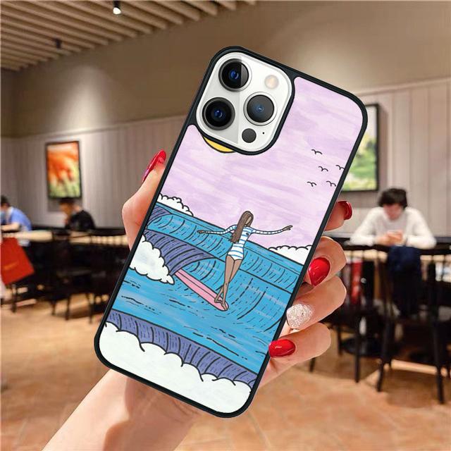 Surfinga Beach Surfboard Wave Phone Case For iPhone 17 Air 16 15 14 Plus Apple 16 11 12 13 Pro Max Coque