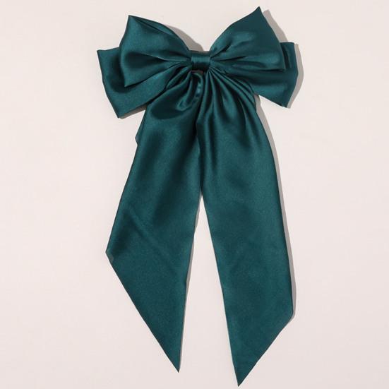 Damen Haarnadel Große Schleife Einfarbig Elegant Doppellagig Lange Haardekoration Pferdeschwanz-Clip Satin Vintage Haarspange Haaraccessoires
