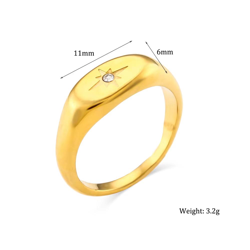 

E.B.belle Aspect North Star Seal Ring Silver Color Waterproof 316L Stainless Steel Jewelry Gold Plated Accessories 8