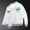 Trendy European Brand Men's Embroidered Letter Motorcycle Jacket with Stand Collar