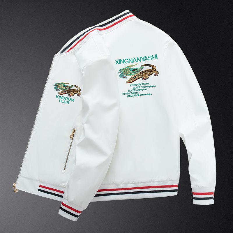 Модная европейская марка Мужская мотоциклетная куртка с вышитыми буквами и воротником-стойкой 5XL (180-200 cm)