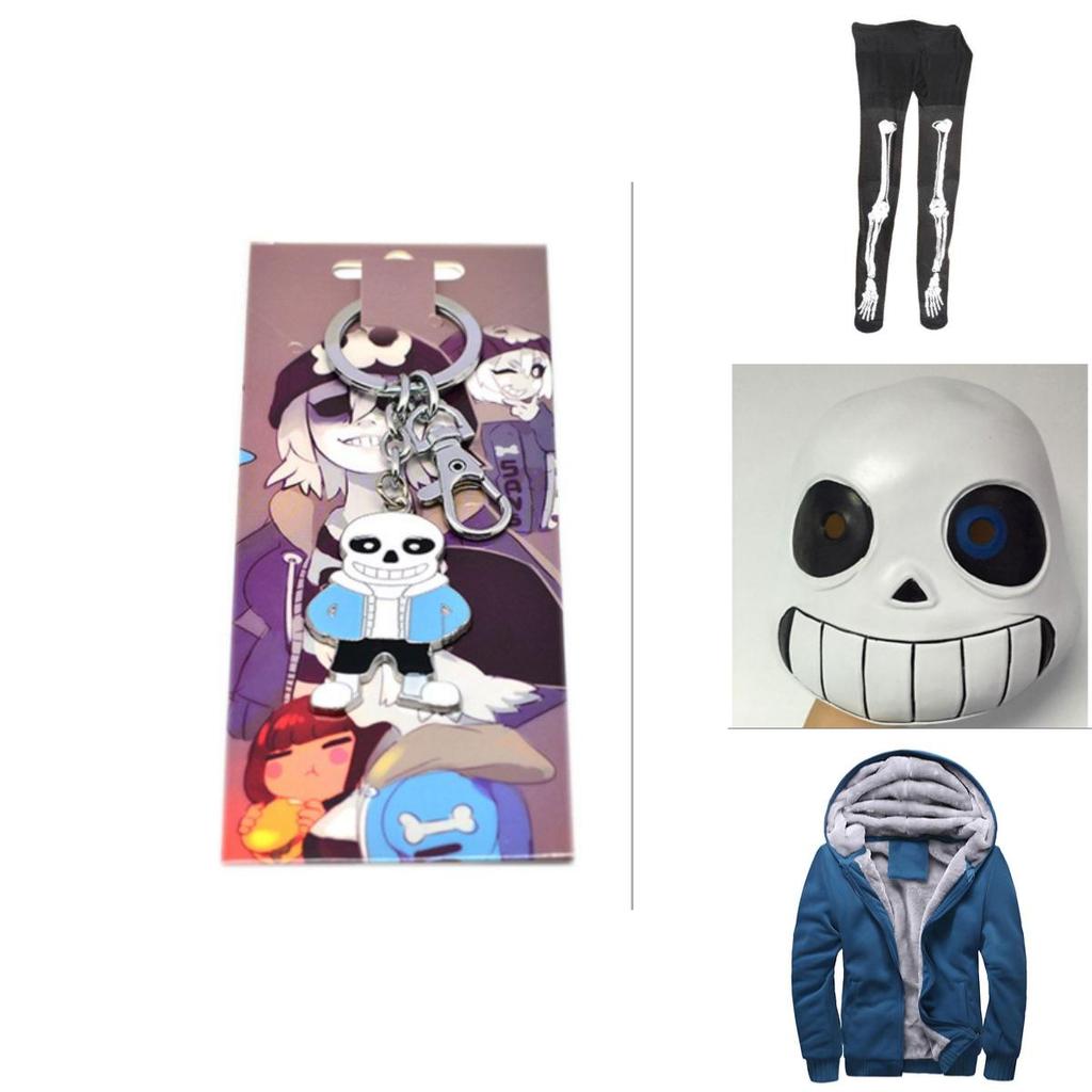 Undertale Sans Cosplay Set Hoodie Shorts Long Socks Mask Gloves Keychain**