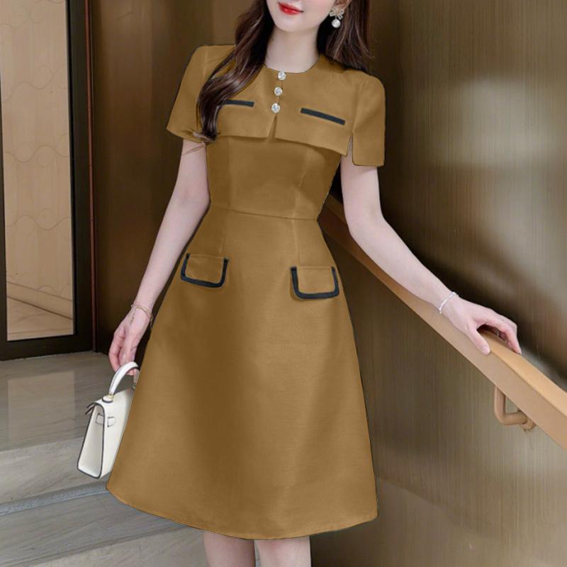 ZANZEA Women Casual Round Neck Short Sleeve Elegant A-line Dress