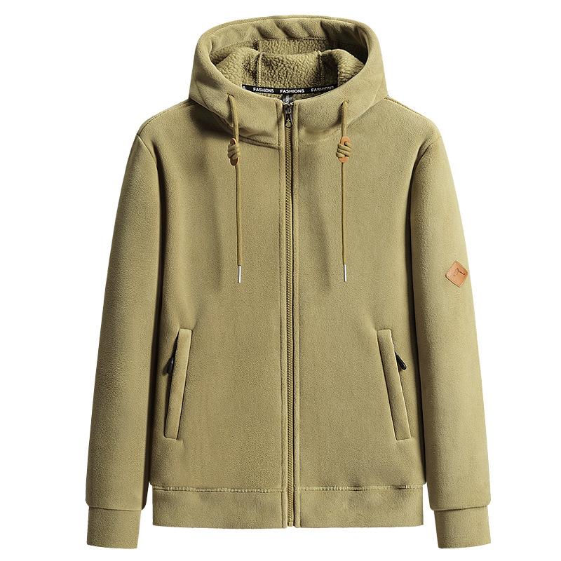 Fleece Plus Velvet Zipper Coat Autumn and Winter New Hooded Casual Top Loose Cardigan Sweater Joker