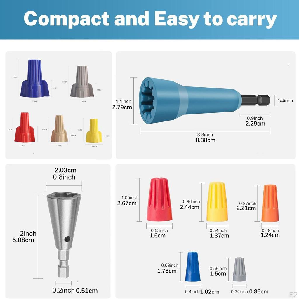 12 Pieces Wire Nut Twister Tool Connector Driver Efficient Wiring Labor Saving Drill Twisting