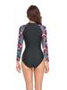 Long Sleeve Printed Bodycon Zipper Slimming Triangle Swimsuit