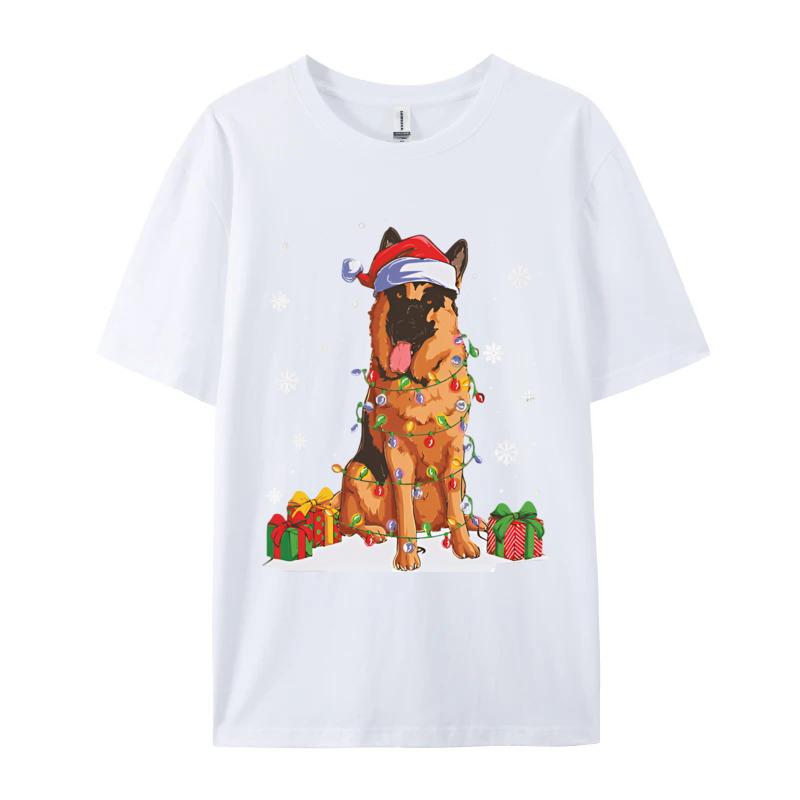 Funny GerUnisex Shepherd Christmas Santa Tshirt 100 Cotton Clothing Awesome Short Sleeve Tees Best Gift TShirt S