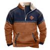 Men's Casual Pullover Jacket Half Zip Fleece Lined Sweatshirt with Front Pocket and Decorative Shoulder Lacing for Outdoor Activities