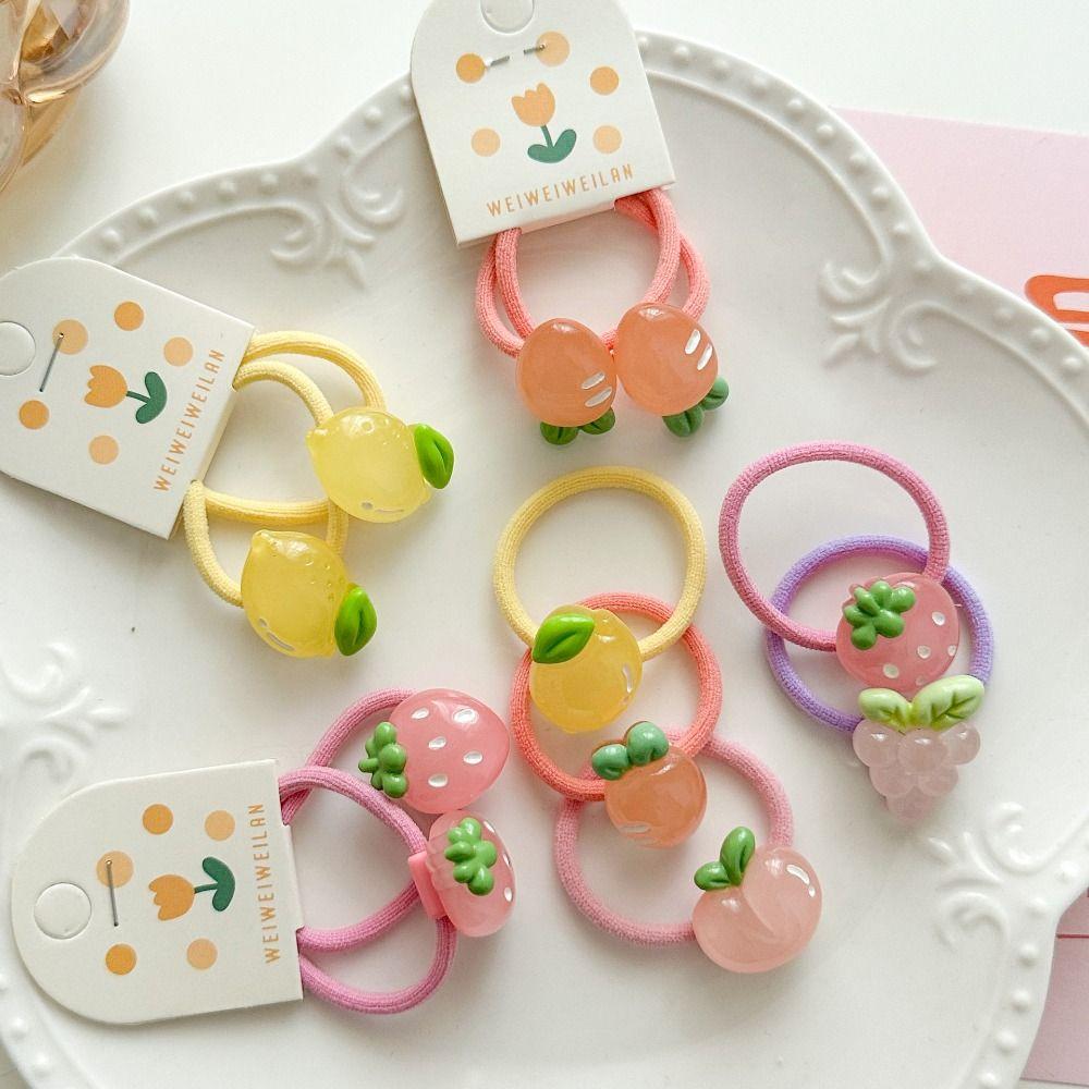 Peach Kids Ponytail Holder Korean Style Hair Clip Fruit Hair Rope Children Hair Scrunchies  Girls