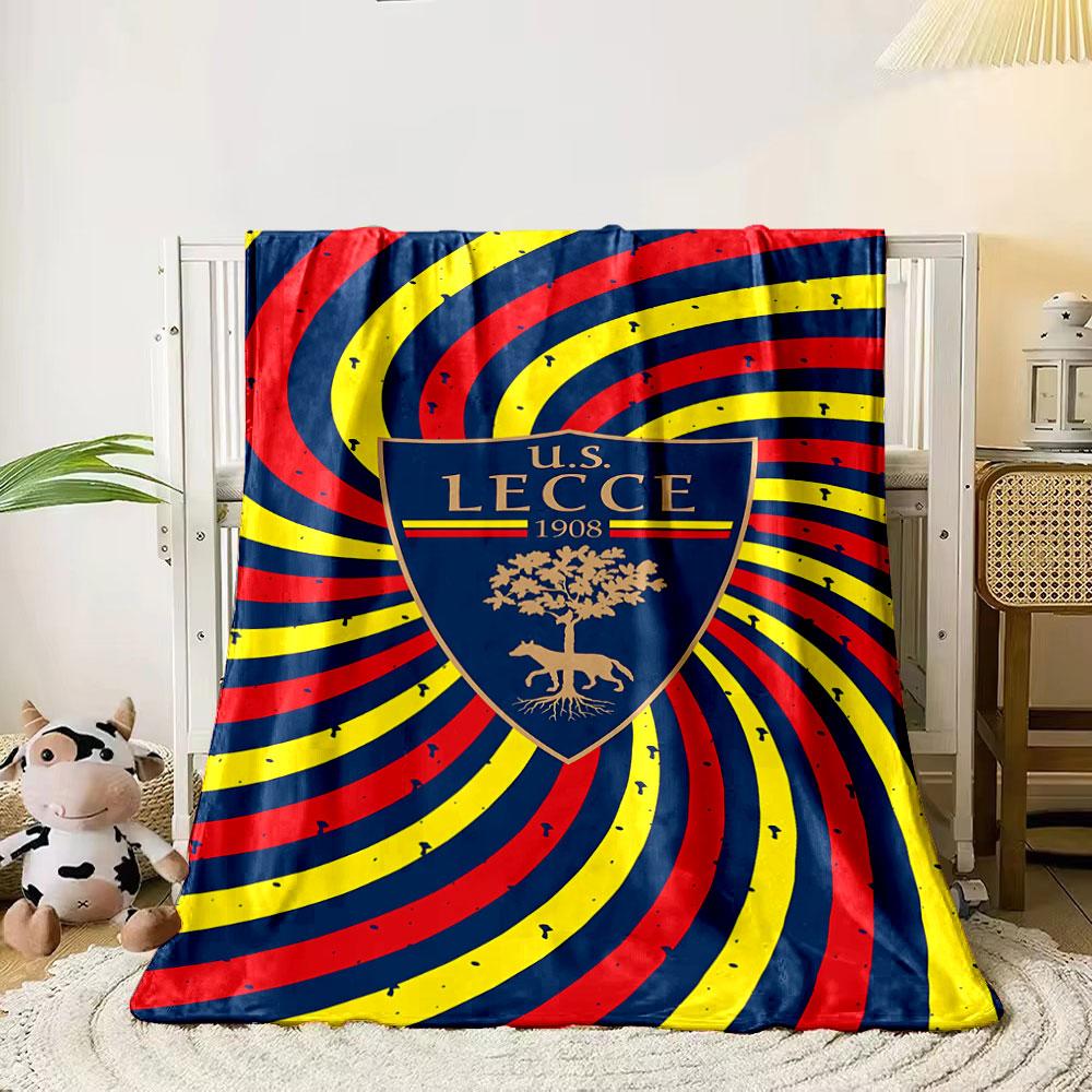 

Spiraling red, yellow, and blue stripes with a central Lecce emblem. for all seasons blanket lunch break throw gift 80cm x 120cm