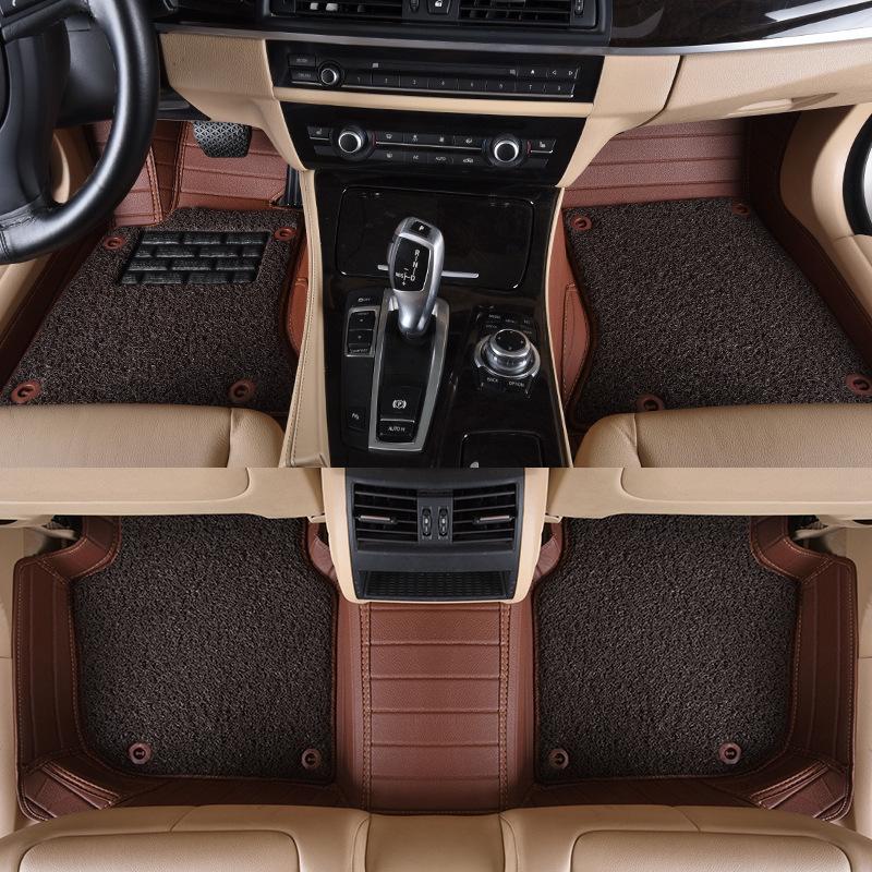 Custom Leather Striped Double-Layer Car Floor Mats with Full Surround Protection