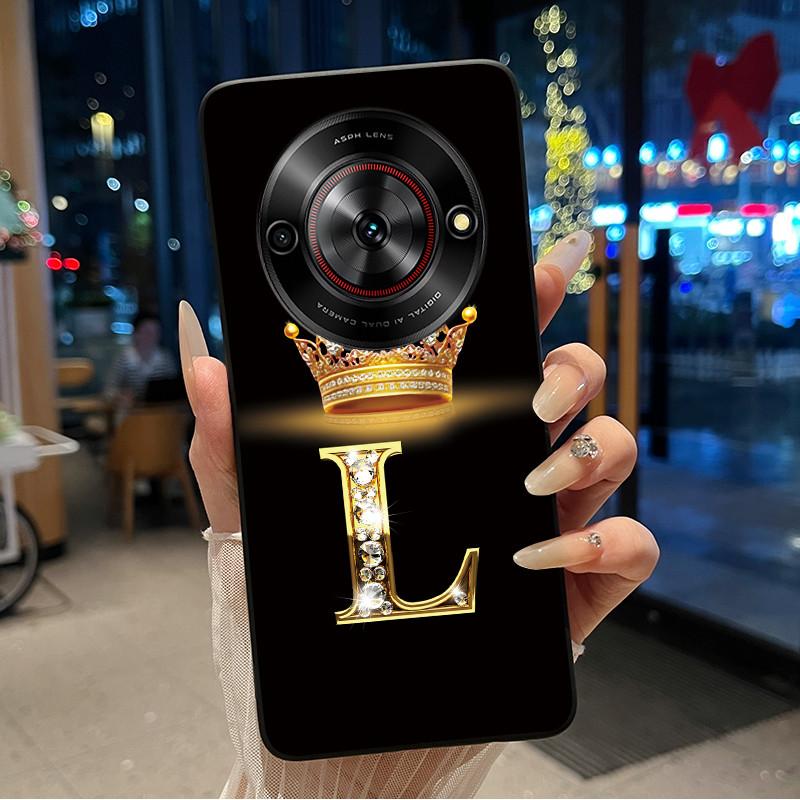 Shockproof Soft Phone Case For ZTE Blade A75 5G/ Nubia Focus 5G Bright Color and Attractive Crown Letter Pattern Casing