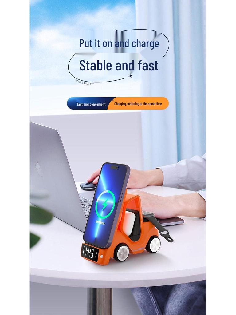 Cross-Border Wireless Car Charger: 3-in-1 Phone Holder and Fast Charger for Phone, Earphones, and Watch