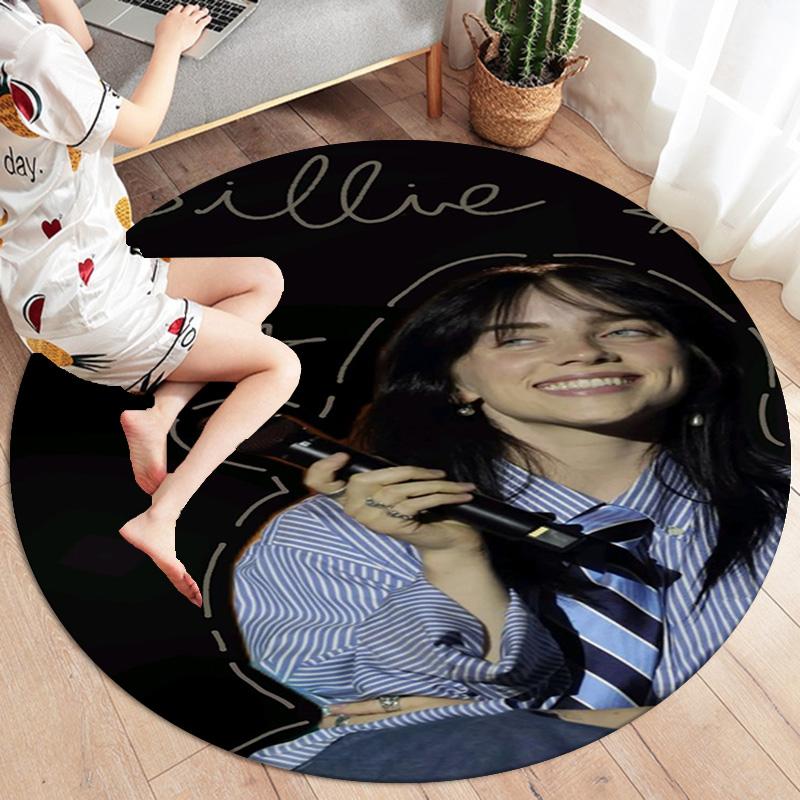 Billie Eilish Round Area Rug,Carpet Rug for Living Room Bedroom Sofa Playroom Decor,Non-slip Floor Mat