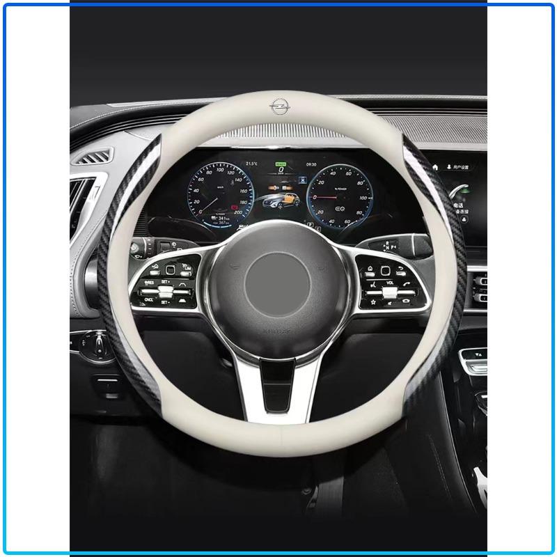 PU Leather Carbon Fiber Car Steering Wheel Cover Emblem Car Accessories For Opel Astra H G J Insignia Mokka Zafira Corsa Vectra B C D