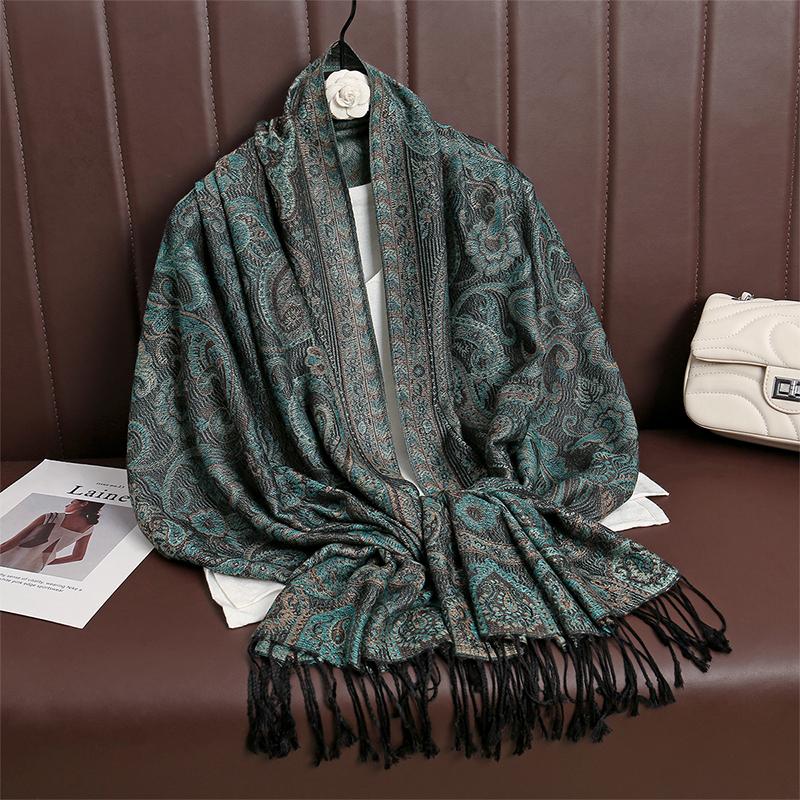 Women Paisley Scarf Cashmere Feeling Pashmina Shawls Tassel Hijab Head Wraps Femme Winter Scarves Foulard Bufanda