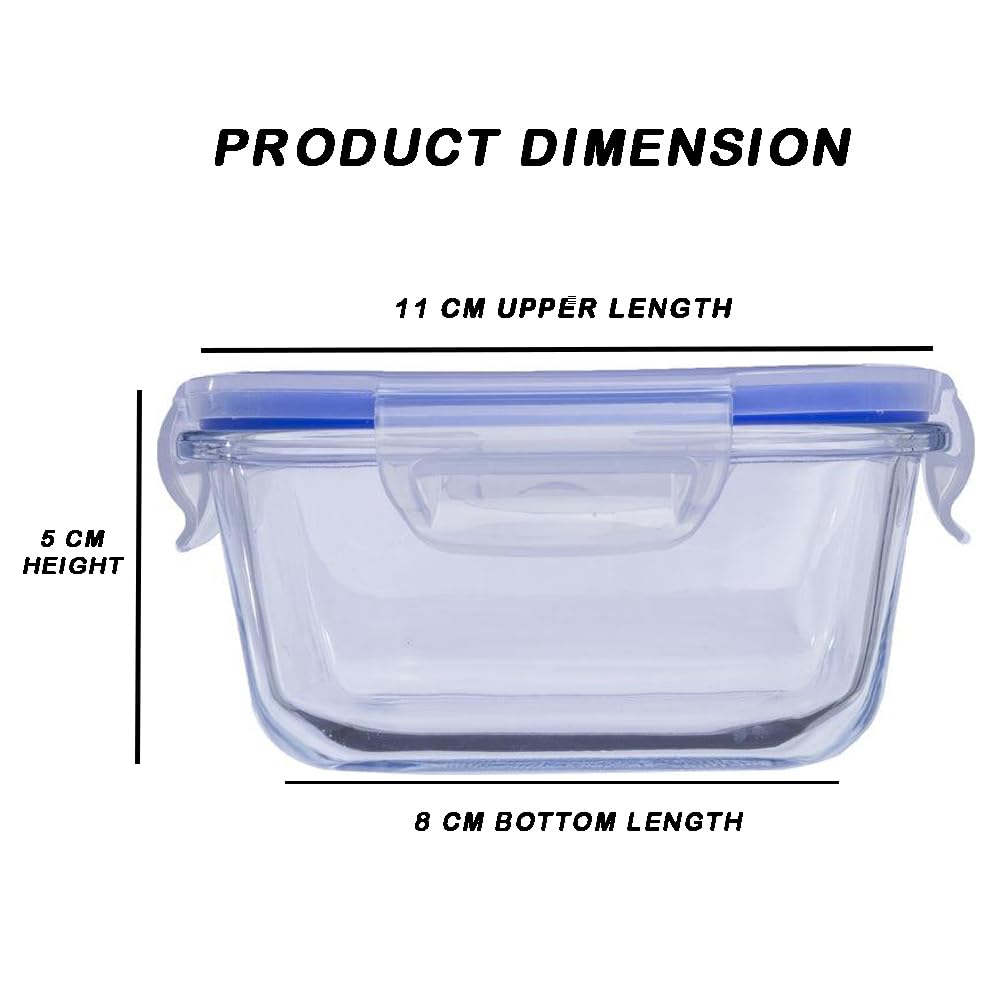 RSINC Lock N Store 300ML Borosilicate Glass Container | Leakproof & Food Safe | Microwave, Oven & Dishwasher Compatible |  PC 1 | O Glass storage