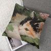 Calico Cat in Garden square Jacquard Pillow Cover for Sofa Office Waist Cushion Cover Home Decorative Pillowcase