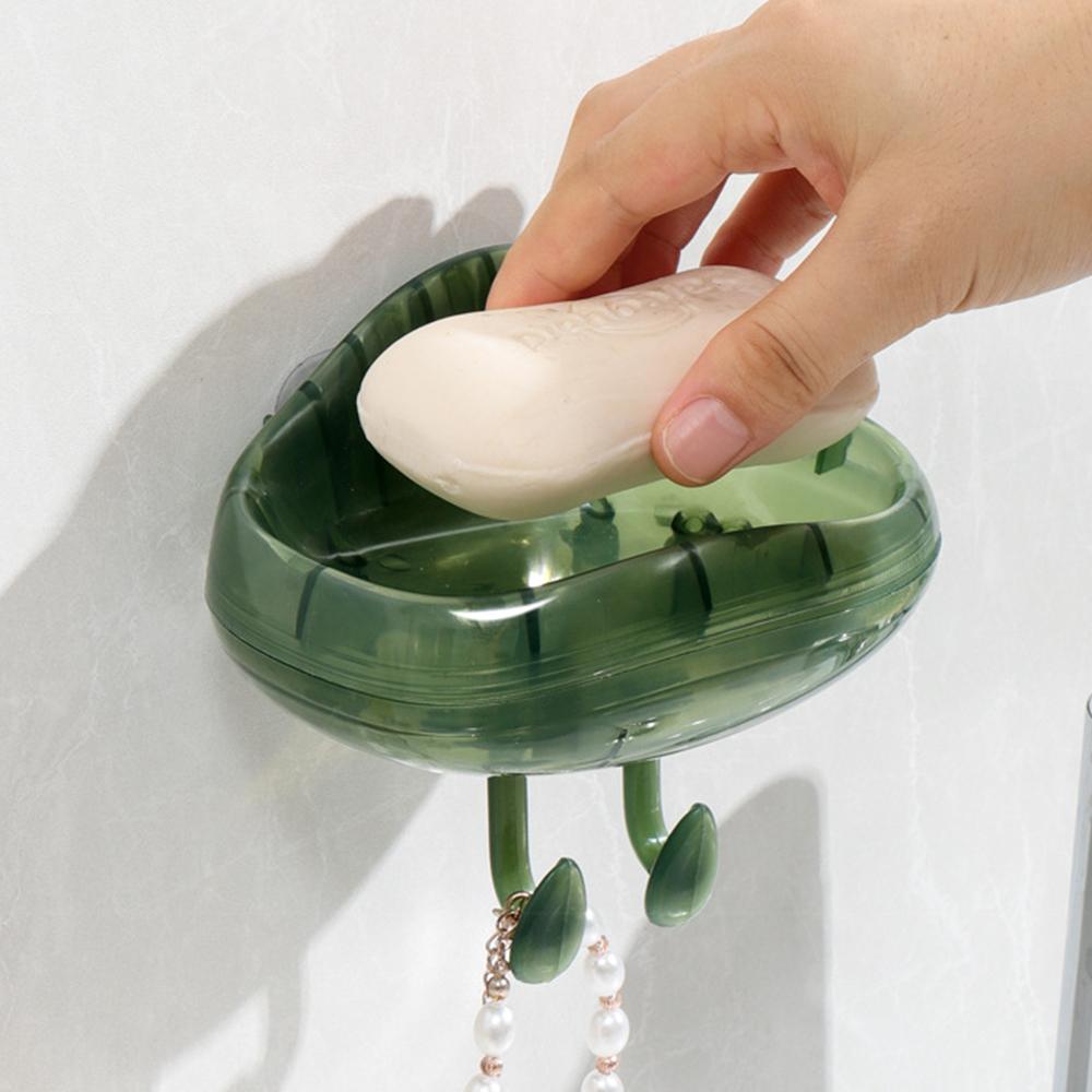 1pcs Double Layer Wall Mounted Self Adhesive Soap Dishes Drain Soap Holder Sponge Holder Kitchen Bathroom Storage Rack Hook