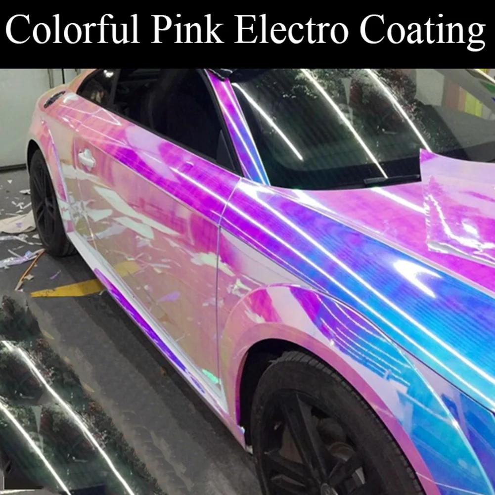 1PCS 50*135cm Colorful Electro Coating Pink/Blue Glossy Car Body Film Color Changing Interior Styling Vinly Wrap Laptop Mobile