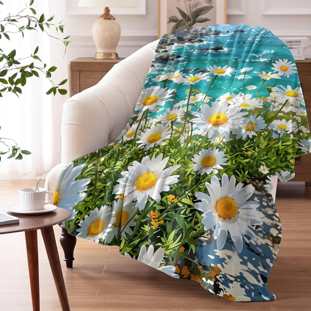 Daisy Cute Throw Soft Flannel AC Blanket Lightweight Summer Nap Throw Cozy  Blanket for Sofa Bed Travel Home