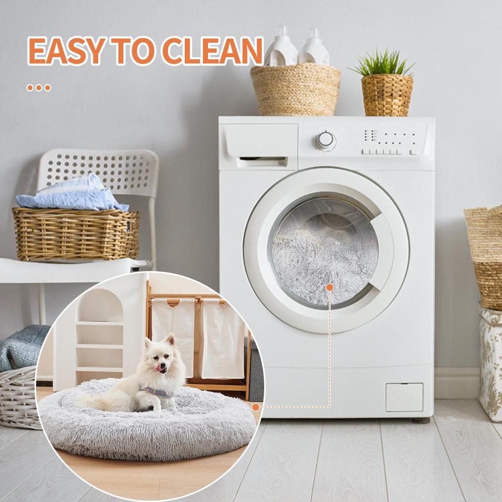 Long Plush Dog Bed, Pet Round Bed, Anti-anxiety Ped Bed Mat, Pet Bed Sofa Cushion For Small Medium Dog Calming Plush Pet Sofa