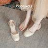 Baotou Sandals Women's New Spring and Summer Temperament Mary Jane Women's Shoes Hollow Word with Thick Heel Single Shoes